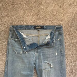 Indigo Rein Women's Distressed Blue Straight Jeans Size 13/30